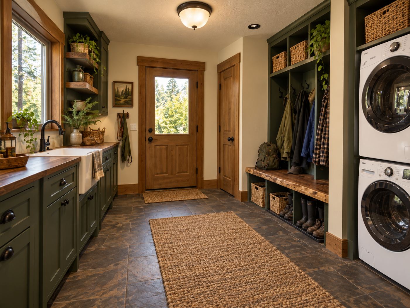 Mudroom & laundry after remodel, Edgewood Woodland Home