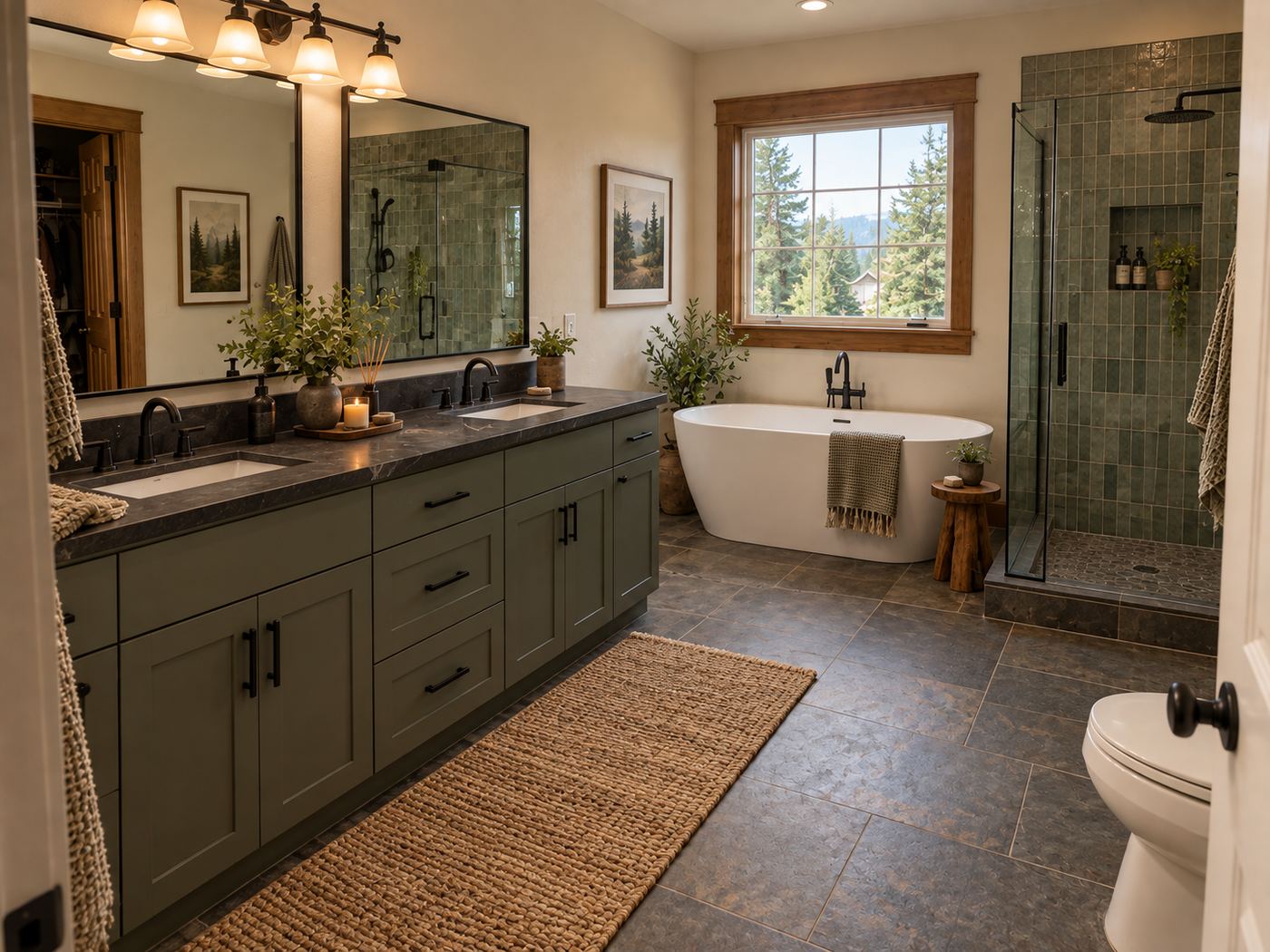 Primary bathroom after remodel, Fircrest Hearth Home