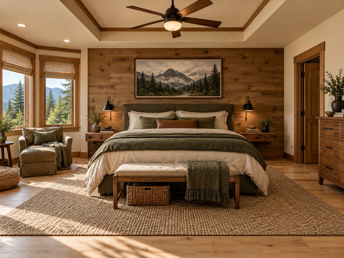 Primary bedroom after remodel, Fircrest Hearth Home