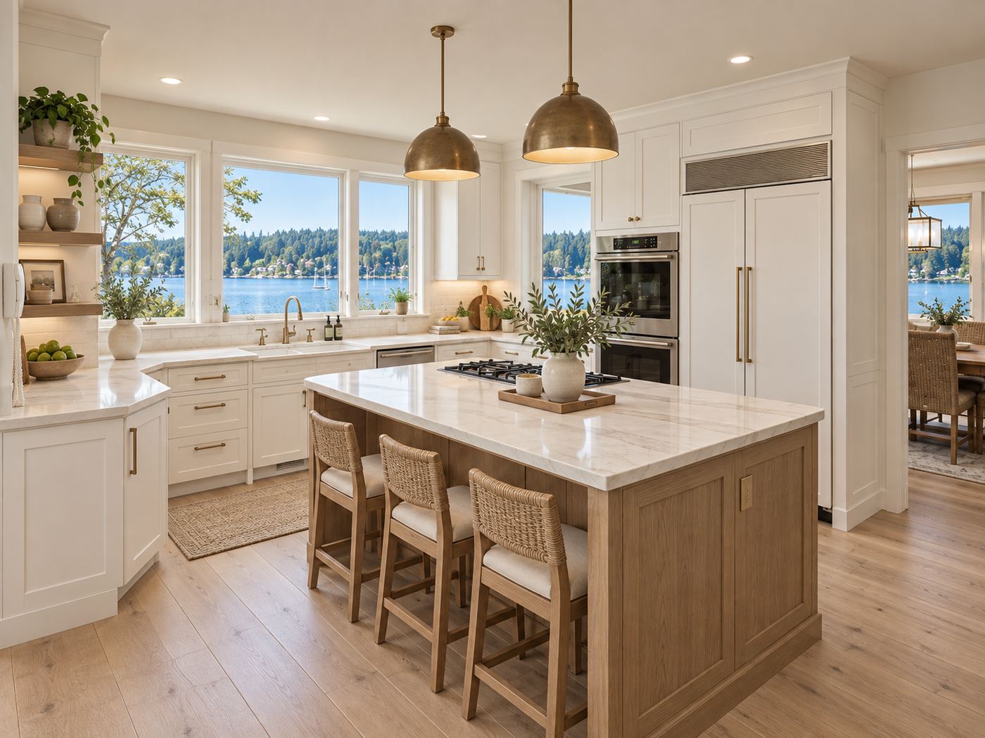 Waterfront Kitchen after remodel, Fox Island Coastal Home
