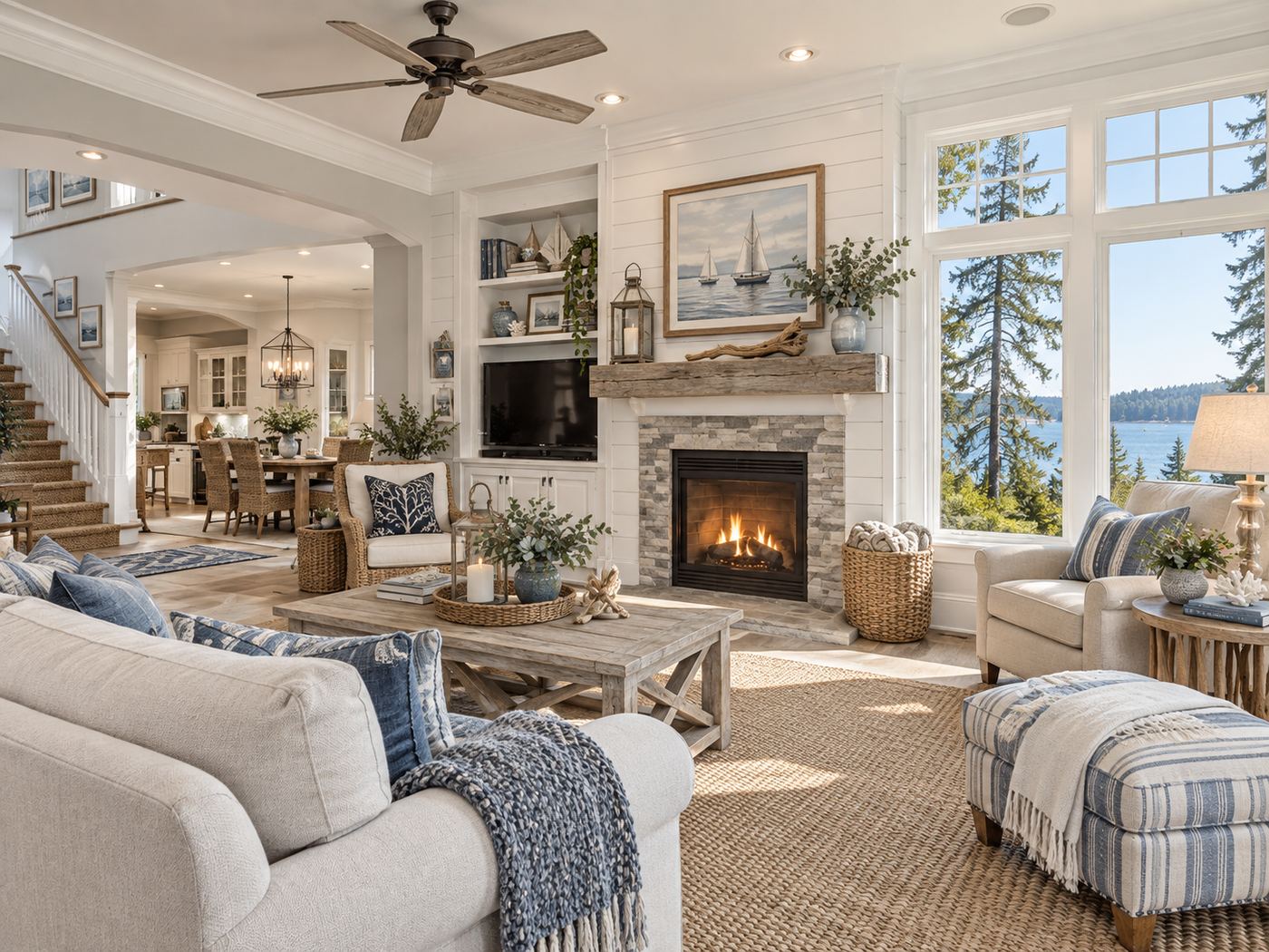 Living room after remodel, Gig Harbor Harbor House