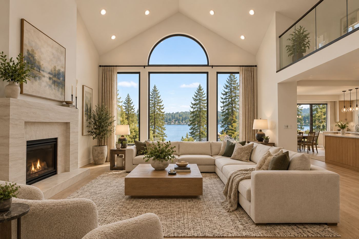 Great Room after remodel, Gig Harbor Modern Home