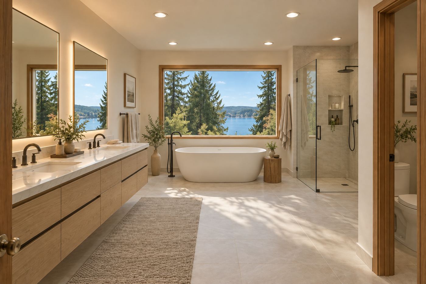 Primary bathroom after remodel, Gig Harbor Modern Home