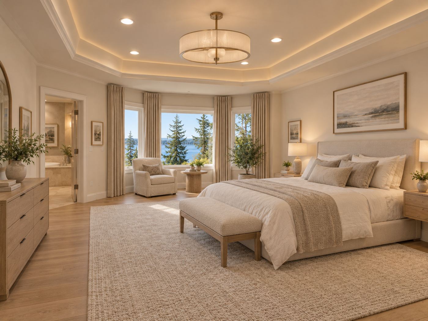 Primary bedroom after remodel, Gig Harbor Modern Home
