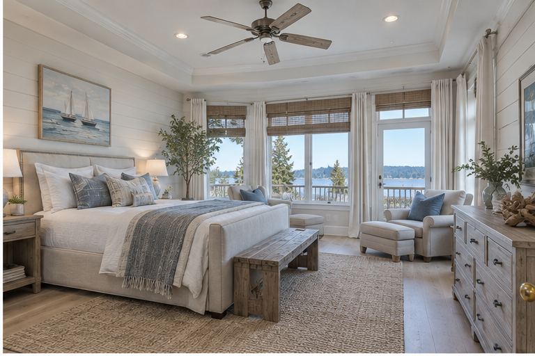 Primary bedroom after remodel, Gig Harbor Weekend House