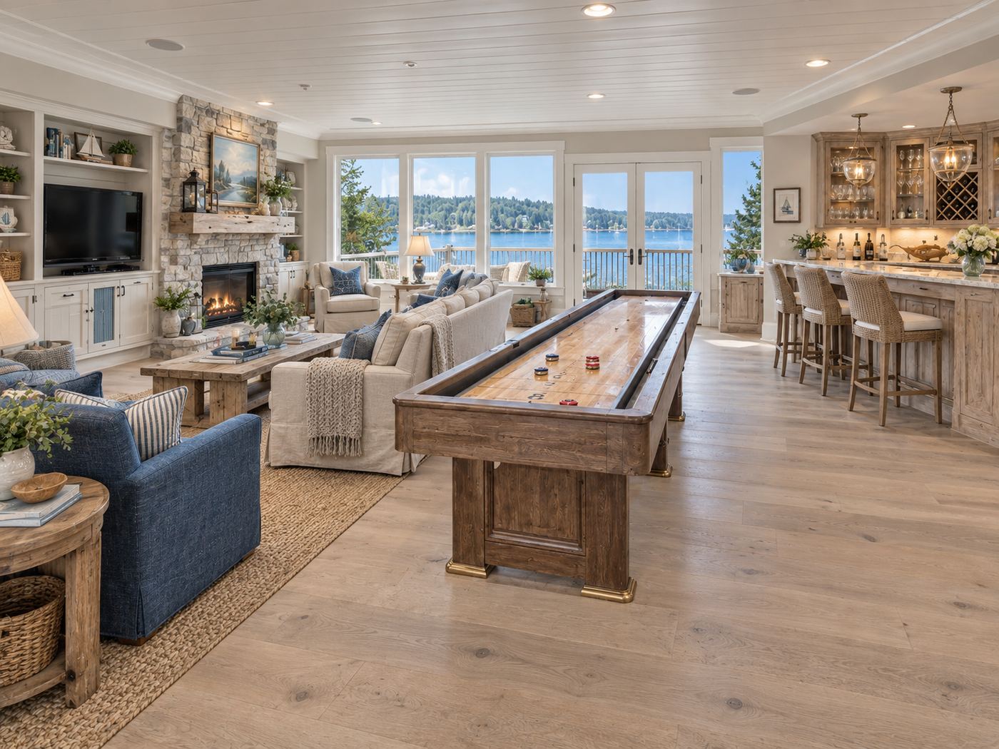 Recreation room after remodel, Gig Harbor Weekend House