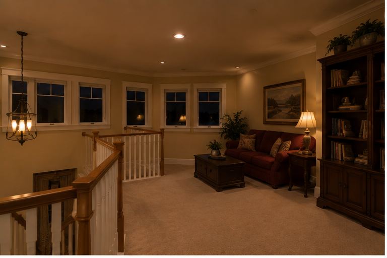 Upstairs common area before remodel