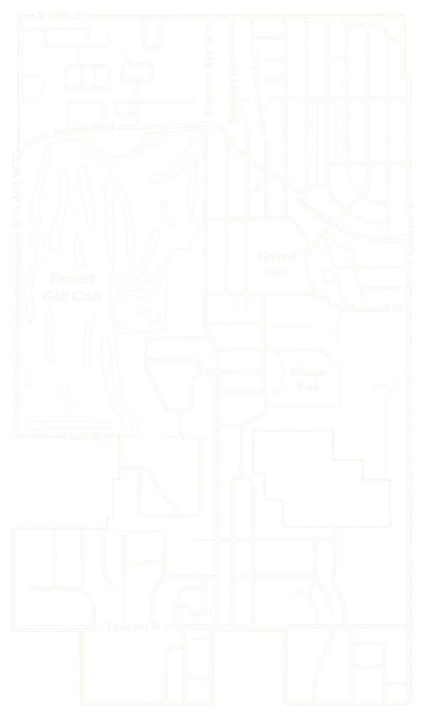 Line map of Fircrest, Washington