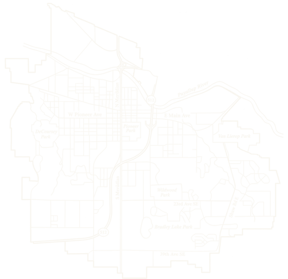 Line map of Puyallup, Washington