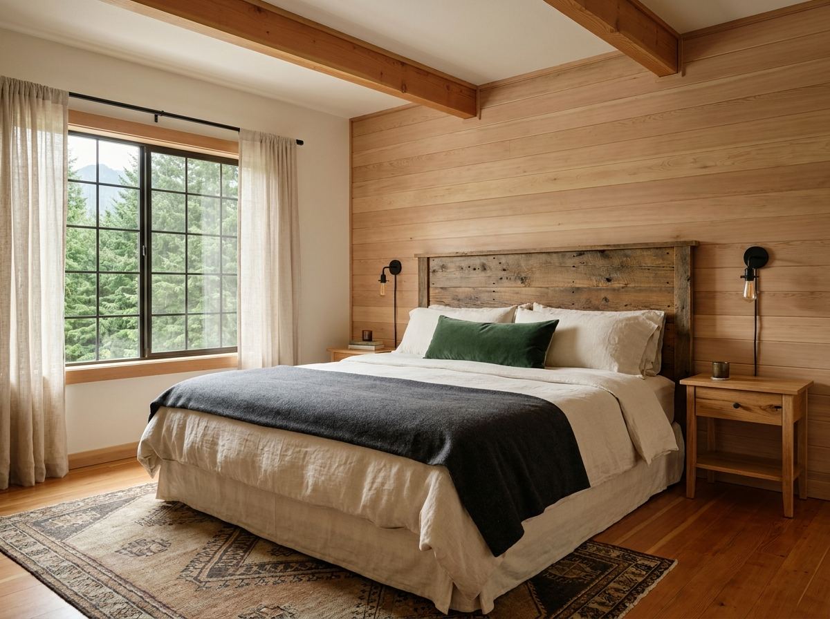 Primary bedroom after remodel, Packwood Mt. Rainier Cabin